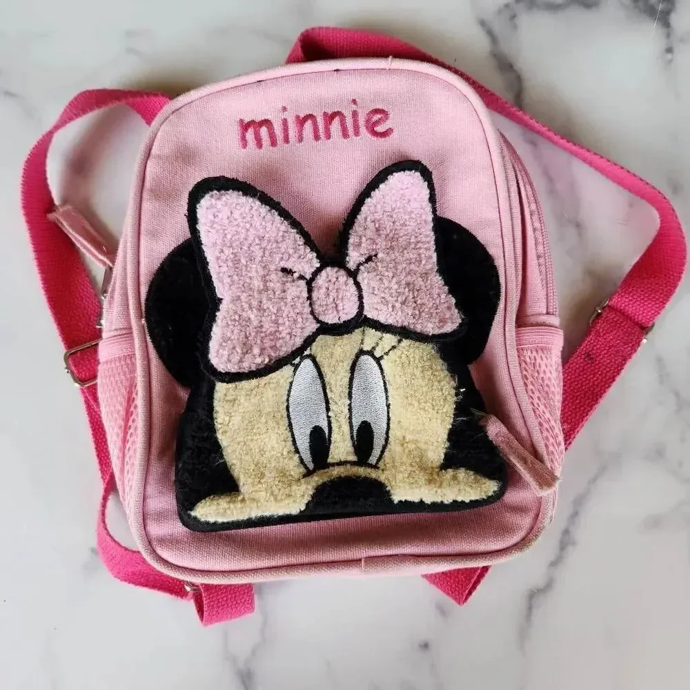 Disney Minnie little girls pink backpack fuzzy face small travel size Target